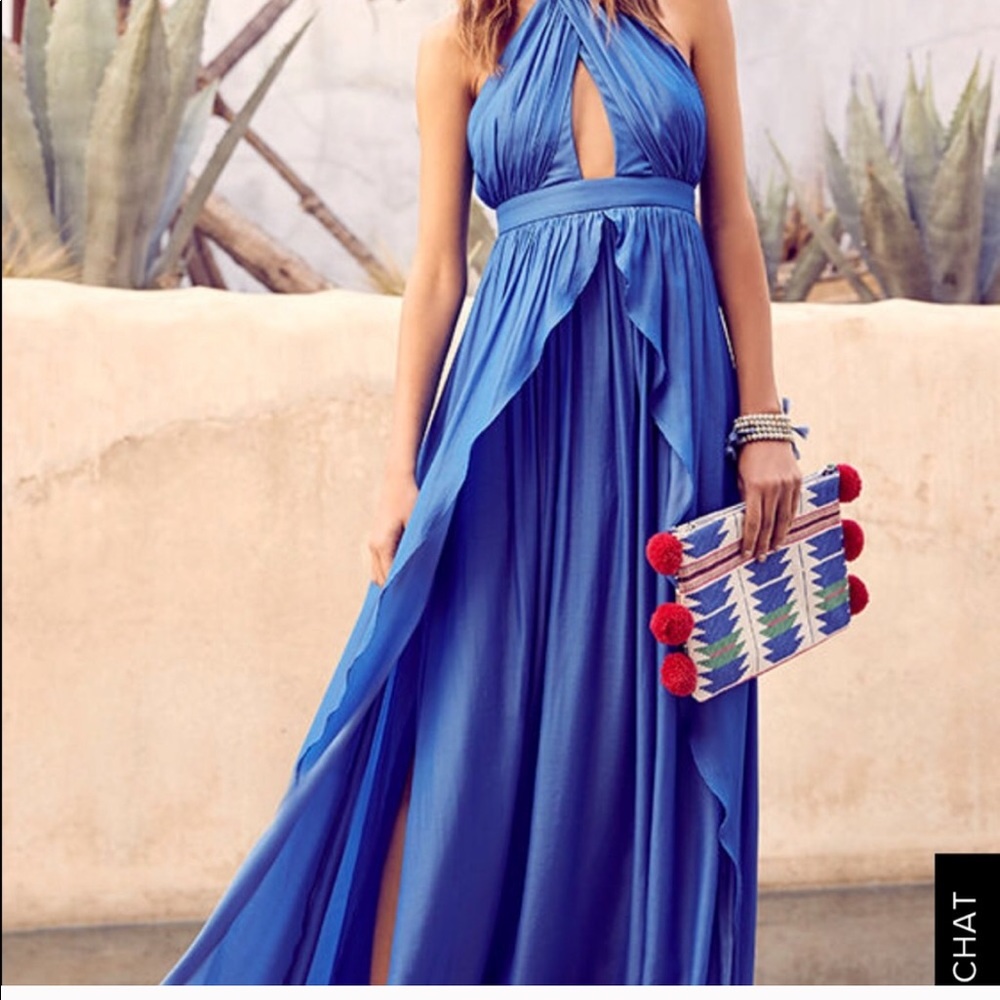 NWT Lulu’s On My Own Blue Maxi Dress